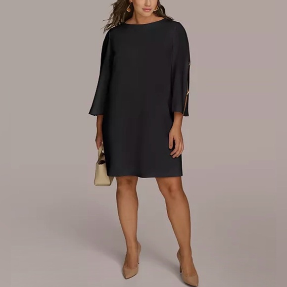 Donna Karan Dresses & Skirts - Donna Karan New York
Women's Boat-Neck Embellished Split-Sleeve Shift Dress